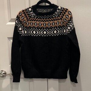 Black Sweater with Aztec style neutral detail